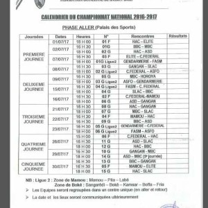 calendrier championnat de basket