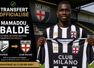 Mamadou Baldé prêté au Club Milano jusqu’à la fin de la saison